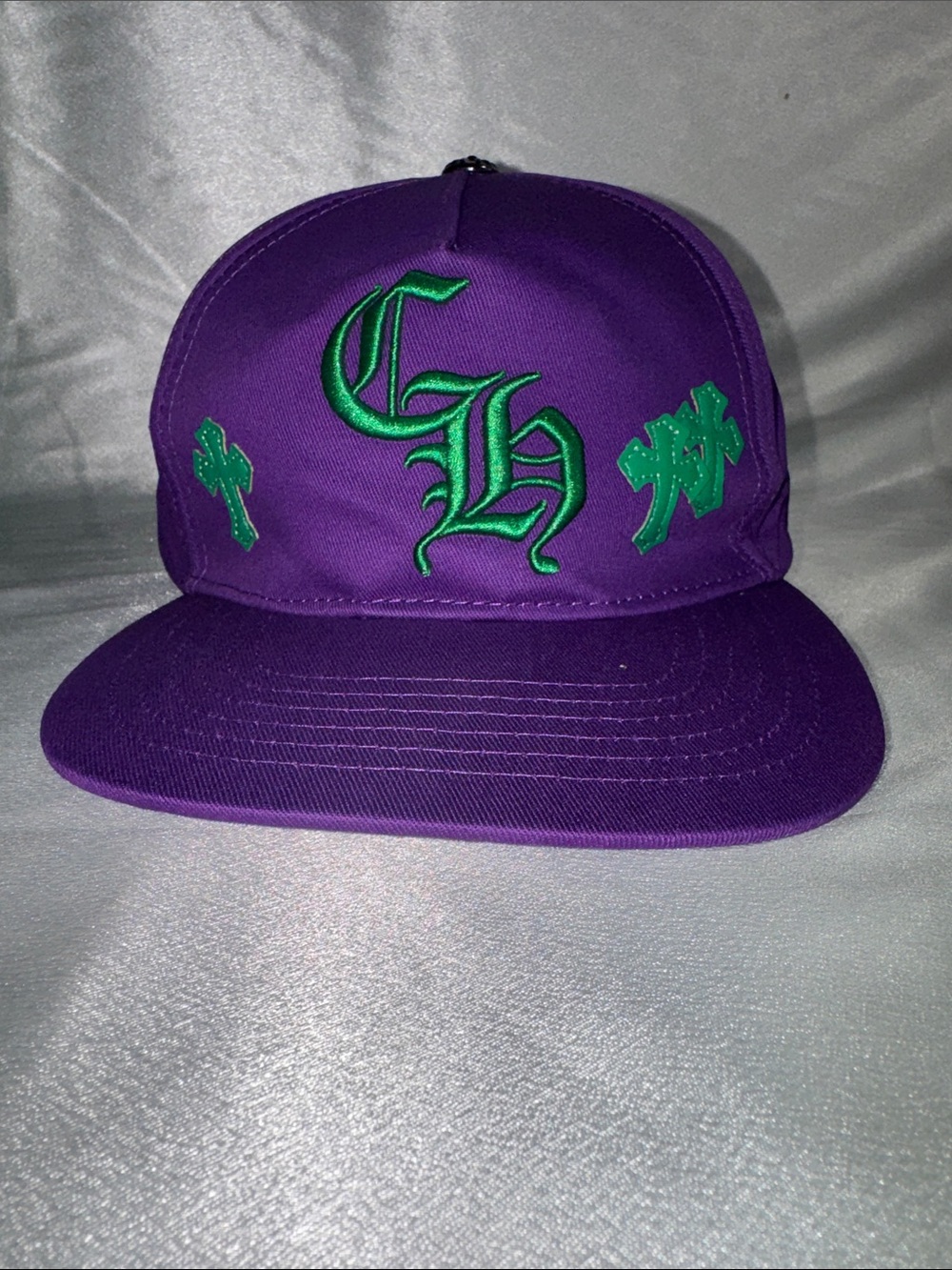 Chrome Hearts Purple Snapback with Green Gothic Embroidery🔥New!